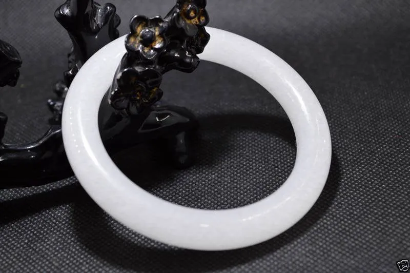10% OFF- 58/59/60mm Certified Natural White Jadeite Emerald A*Jade HandCarved Bangle A194089