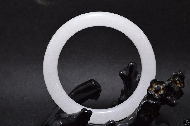 10% OFF- 58/59/60mm Certified Natural White Jadeite Emerald A*Jade HandCarved Bangle A194089