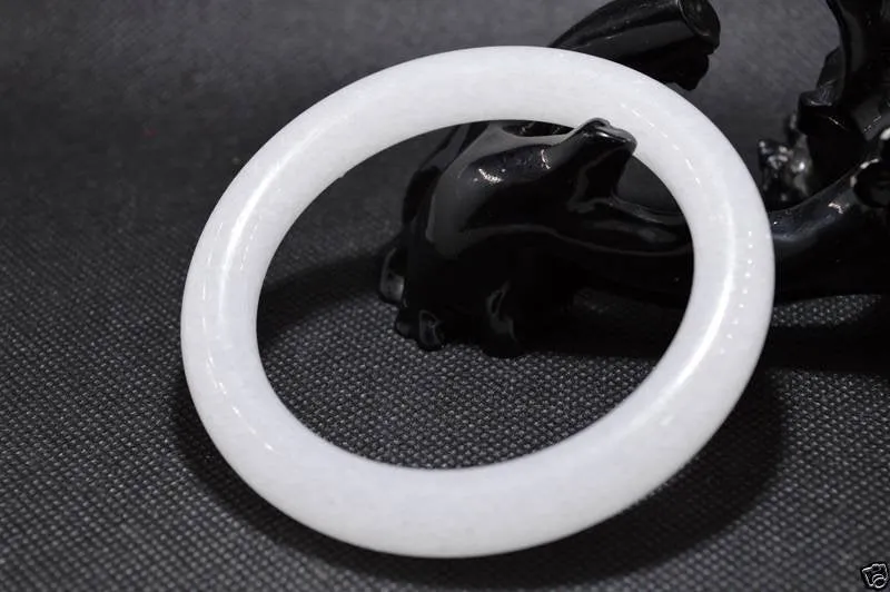 10% OFF- 58/59/60mm Certified Natural White Jadeite Emerald A*Jade HandCarved Bangle A194089