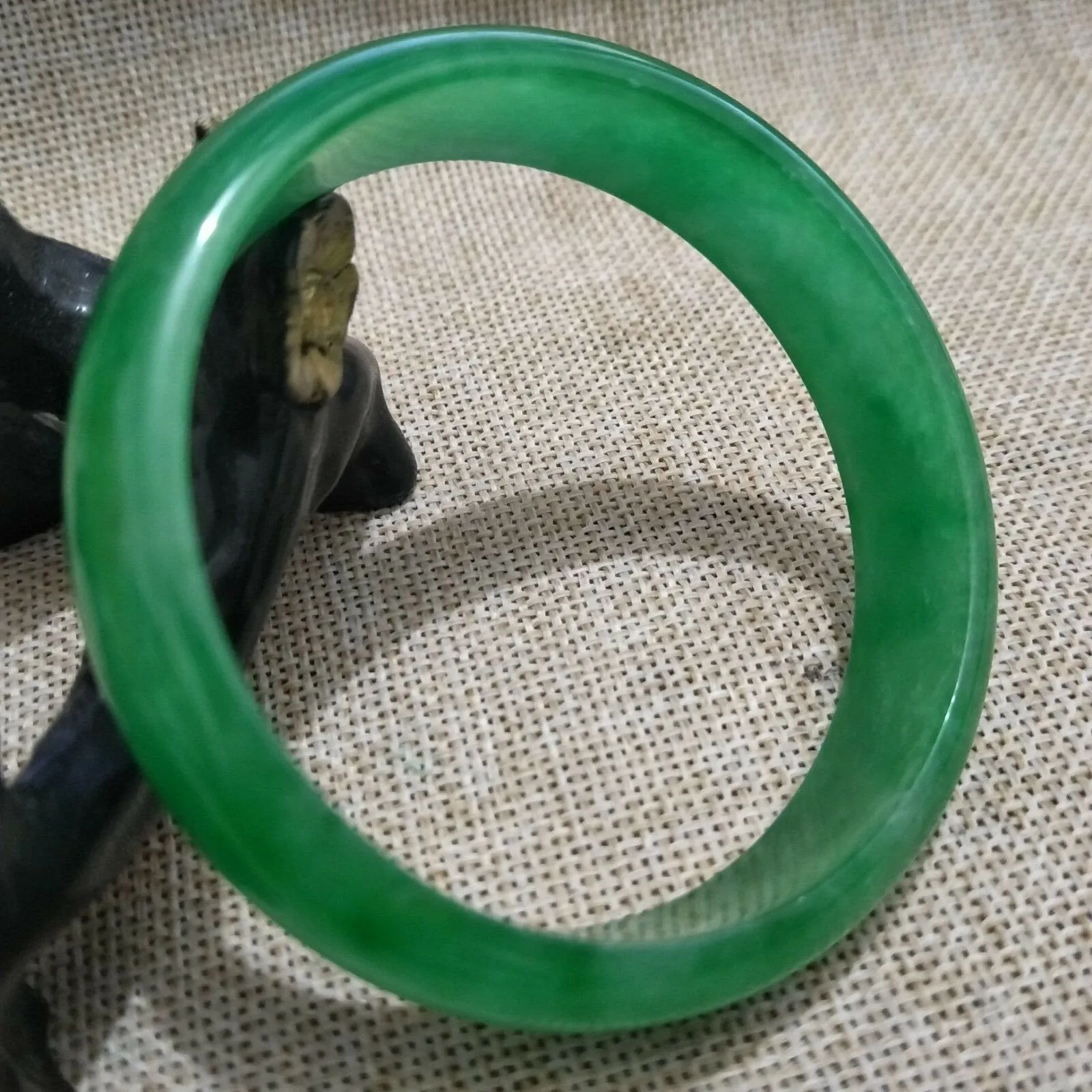 10% OFF- 59/60/61mm Certified Natural Green Jadeite Emerald A*Jade HandCarved Bangle K112