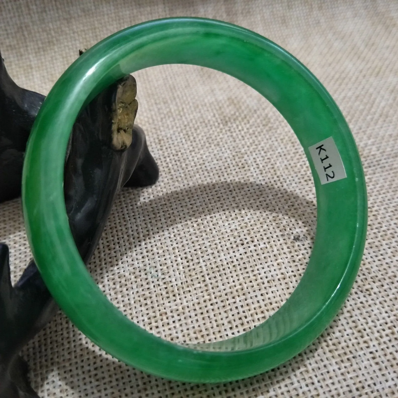 10% OFF- 59/60/61mm Certified Natural Green Jadeite Emerald A*Jade HandCarved Bangle K112
