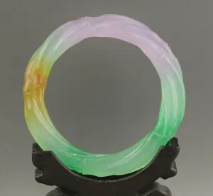 10% OFF- 60/61/62mm Certified Natural 3 Color Jadeite Emerald A*Jade HandCarved Round Bracelet Bangle A1940 with Gift Box