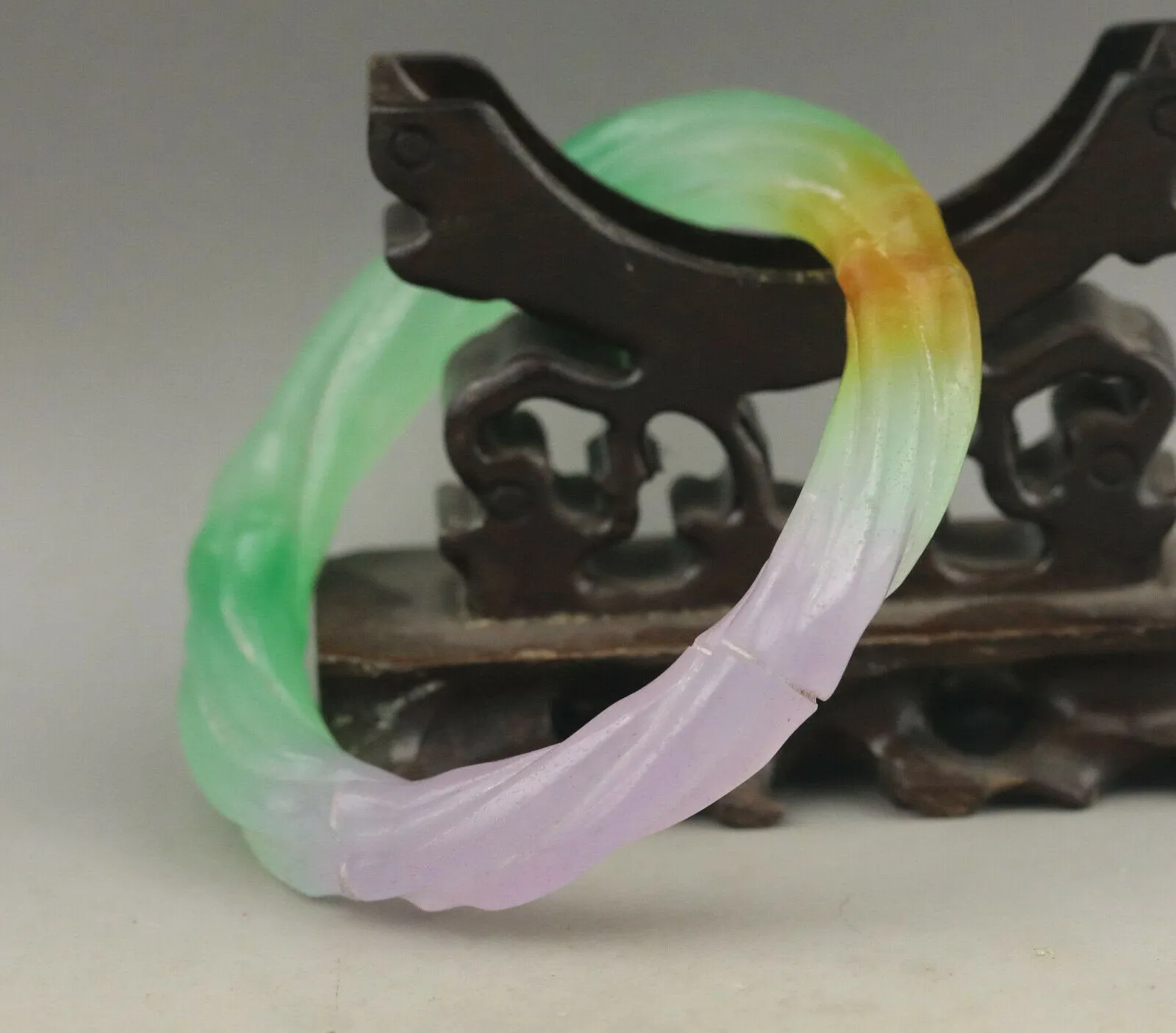 10% OFF- 60/61/62mm Certified Natural 3 Color Jadeite Emerald A*Jade HandCarved Round Bracelet Bangle A1940 with Gift Box