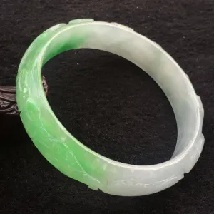 10% OFF- 62/63/64 mm Certified Natural Jadeite Emerald A Jade HandCarved Bangle F077