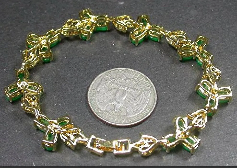 10% OFF- 6.8in Certified Natural Jadeite Emerald A Jade Carved Cabochon Bead Flower Bracelet EB3274484