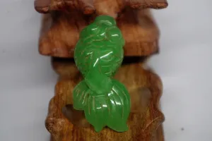 10% OFF- Certified Natural Jadeite Emerald A*Jade HandCarved Gold Fish Pendant XB-281