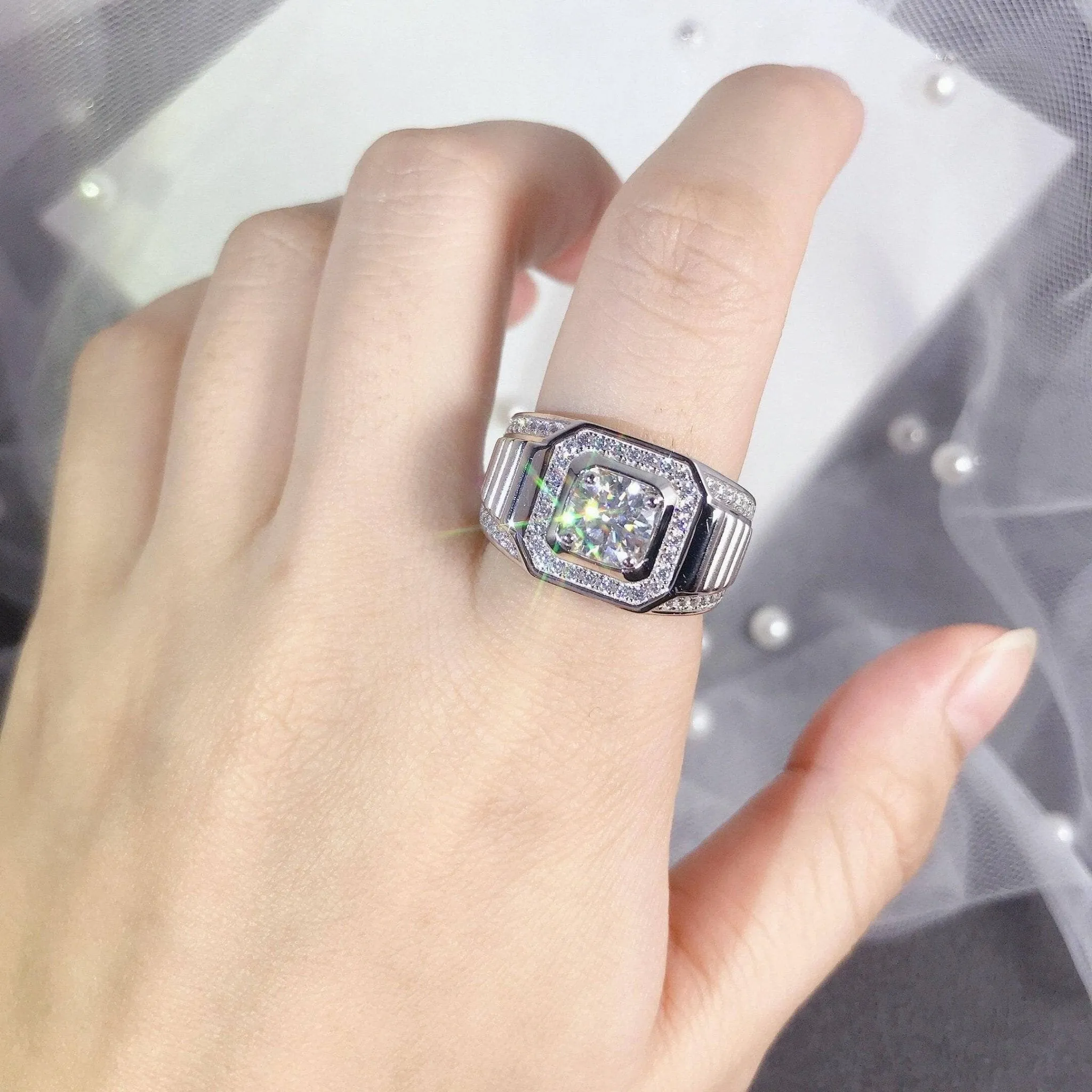 1.0Ct 6.5mm Diamond Men's Wedding Ring