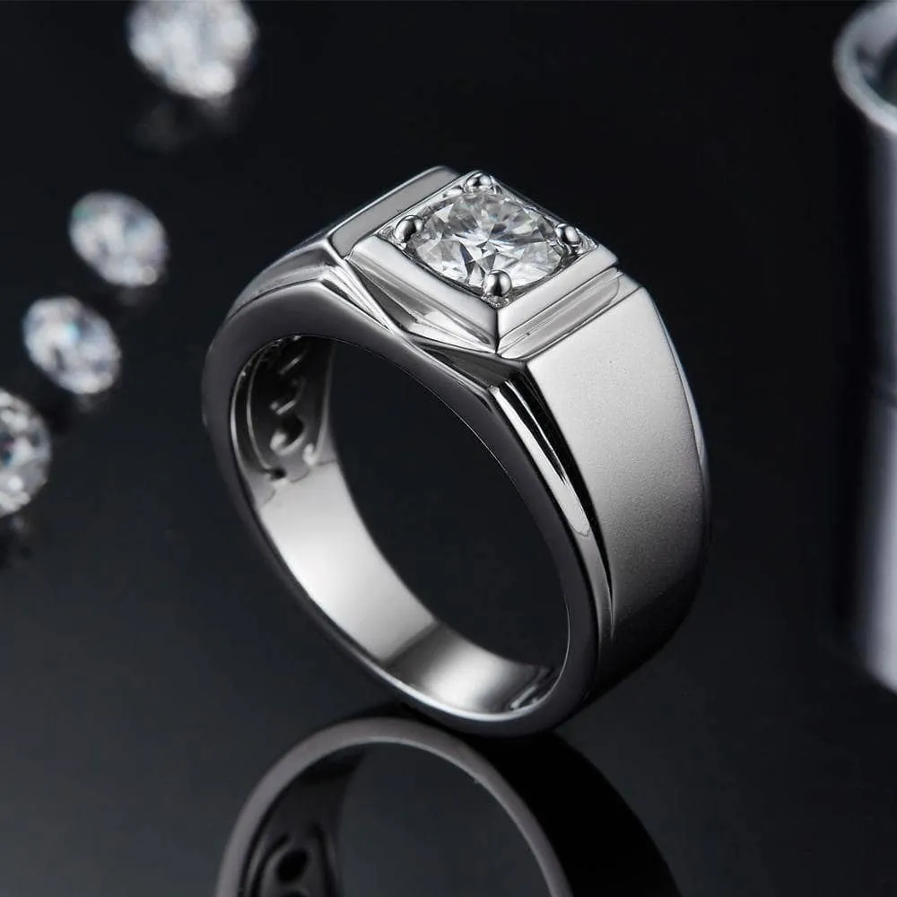 1.0ct 6.5mm Solitaire Diamond Men's Wedding Ring