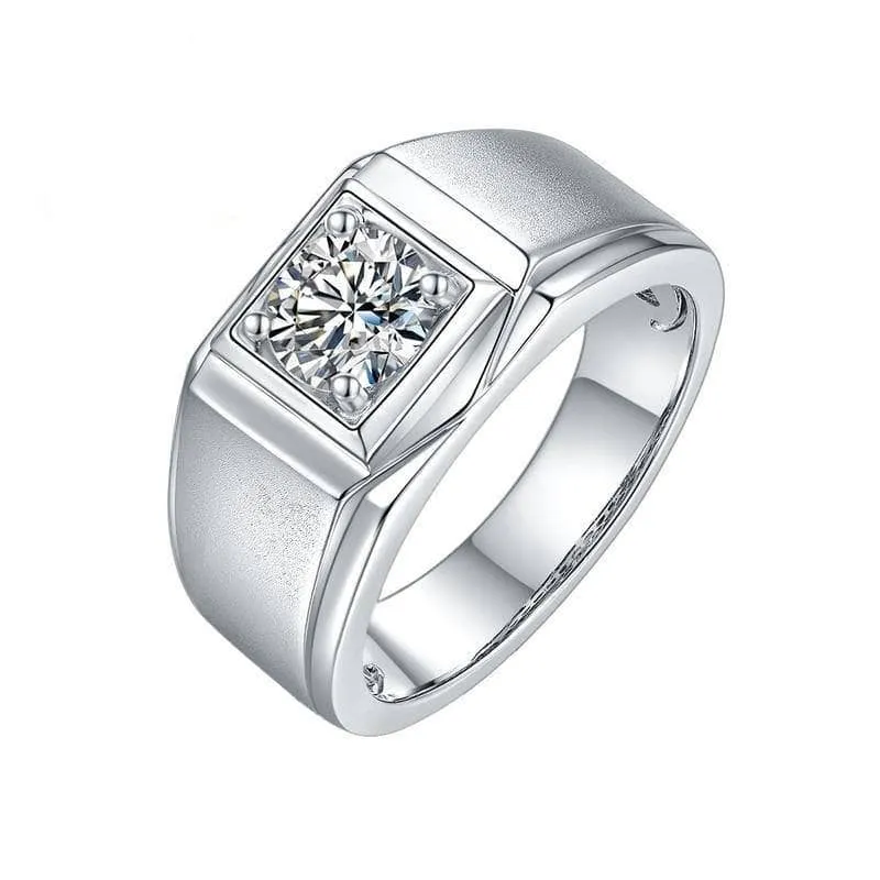 1.0ct 6.5mm Solitaire Diamond Men's Wedding Ring