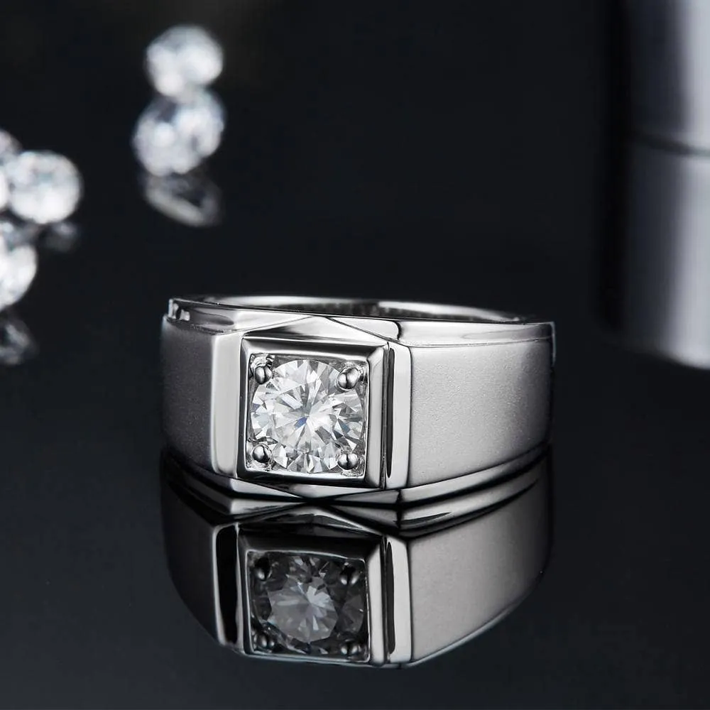 1.0ct 6.5mm Solitaire Diamond Men's Wedding Ring