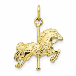 10k Yellow Gold Concave Carousel Horse Pendant