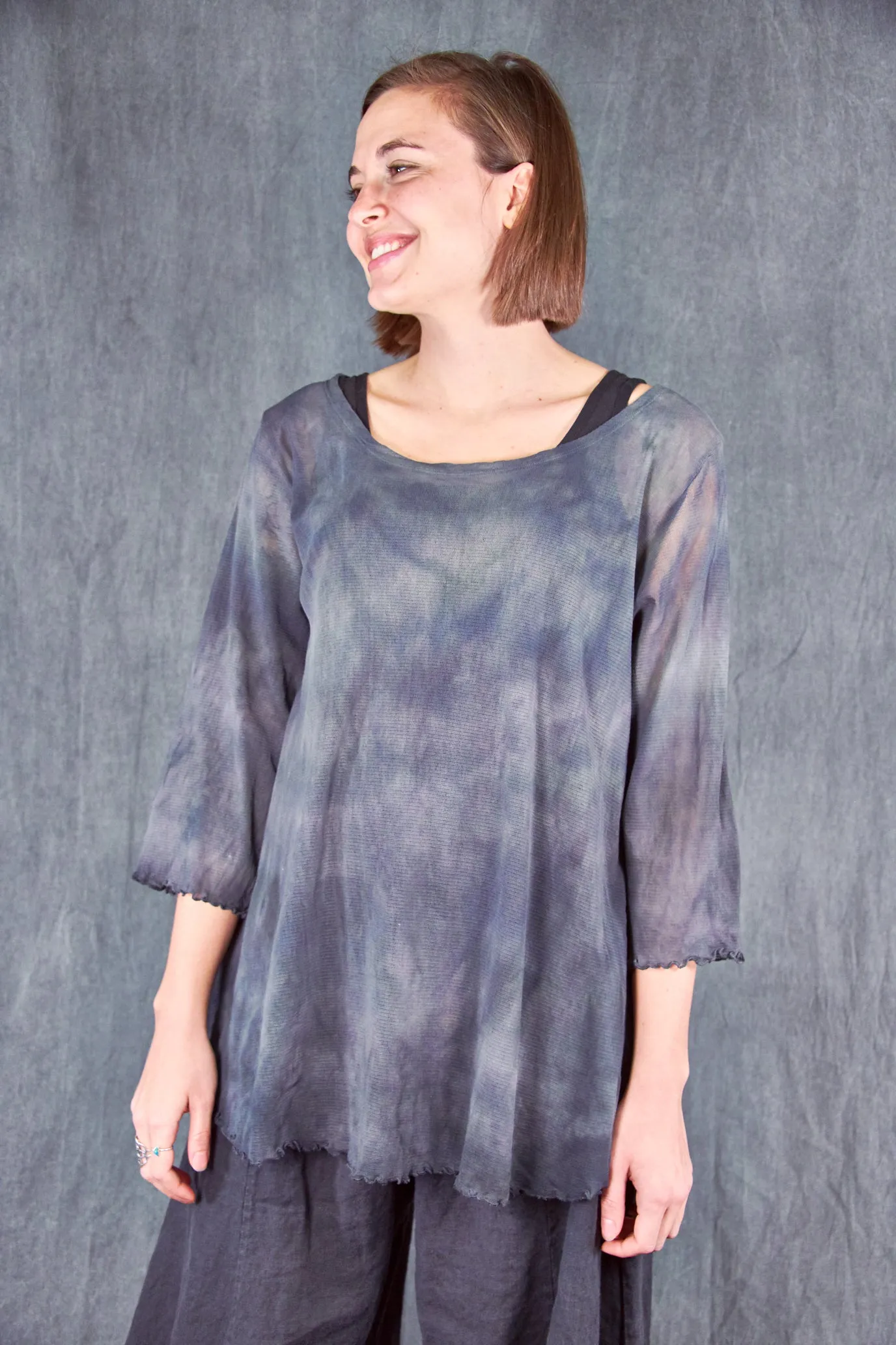 1145HD Hand-dyed Mesh Cafe Tee Black Onyx-U