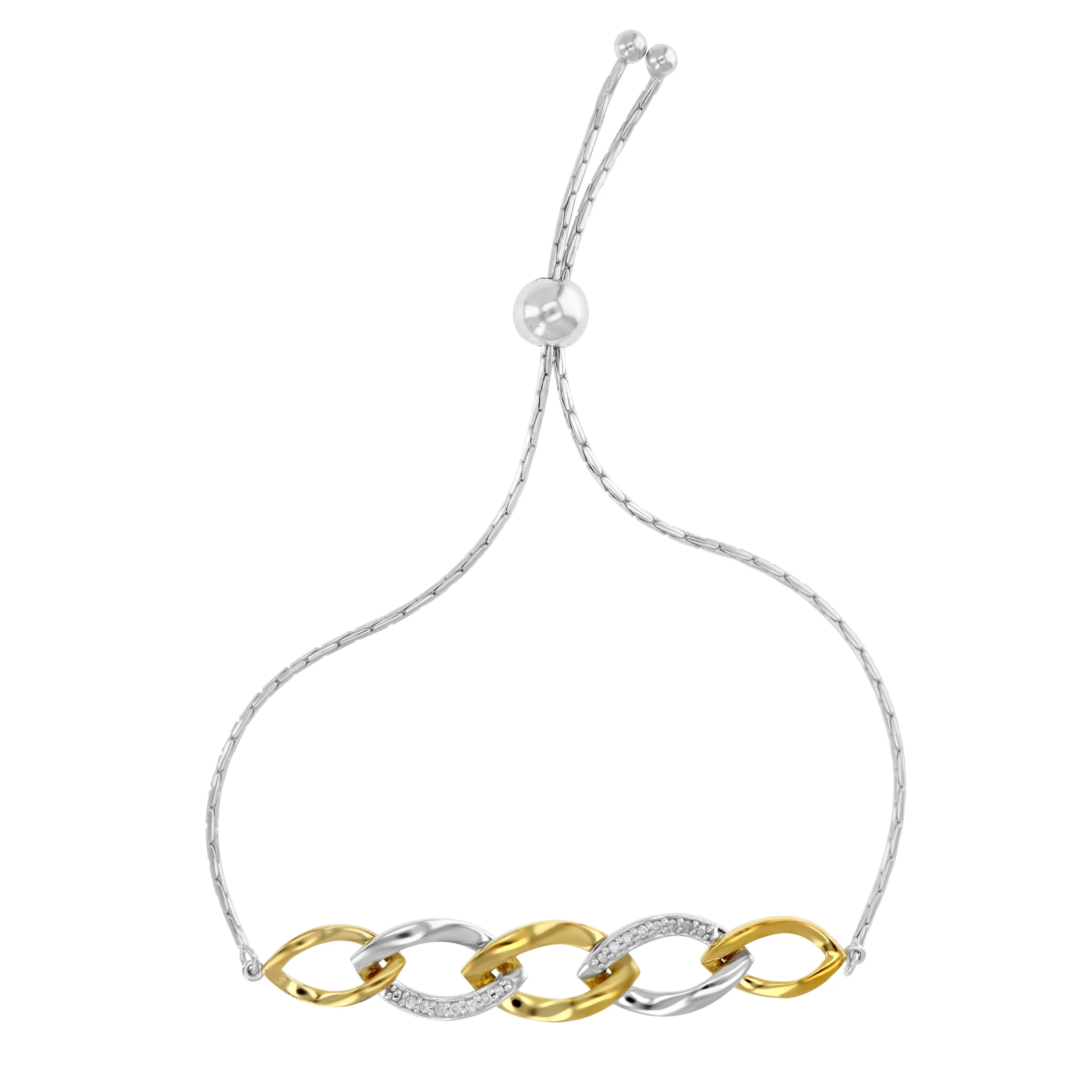 1/20 cttw Diamond Bolo Bracelet in .925 Sterling Silver