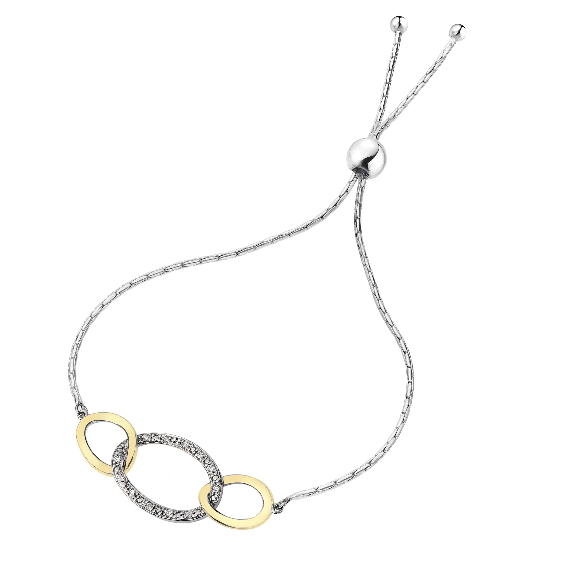 1/20 cttw Diamond Bolo Bracelet in .925 Sterling Silver