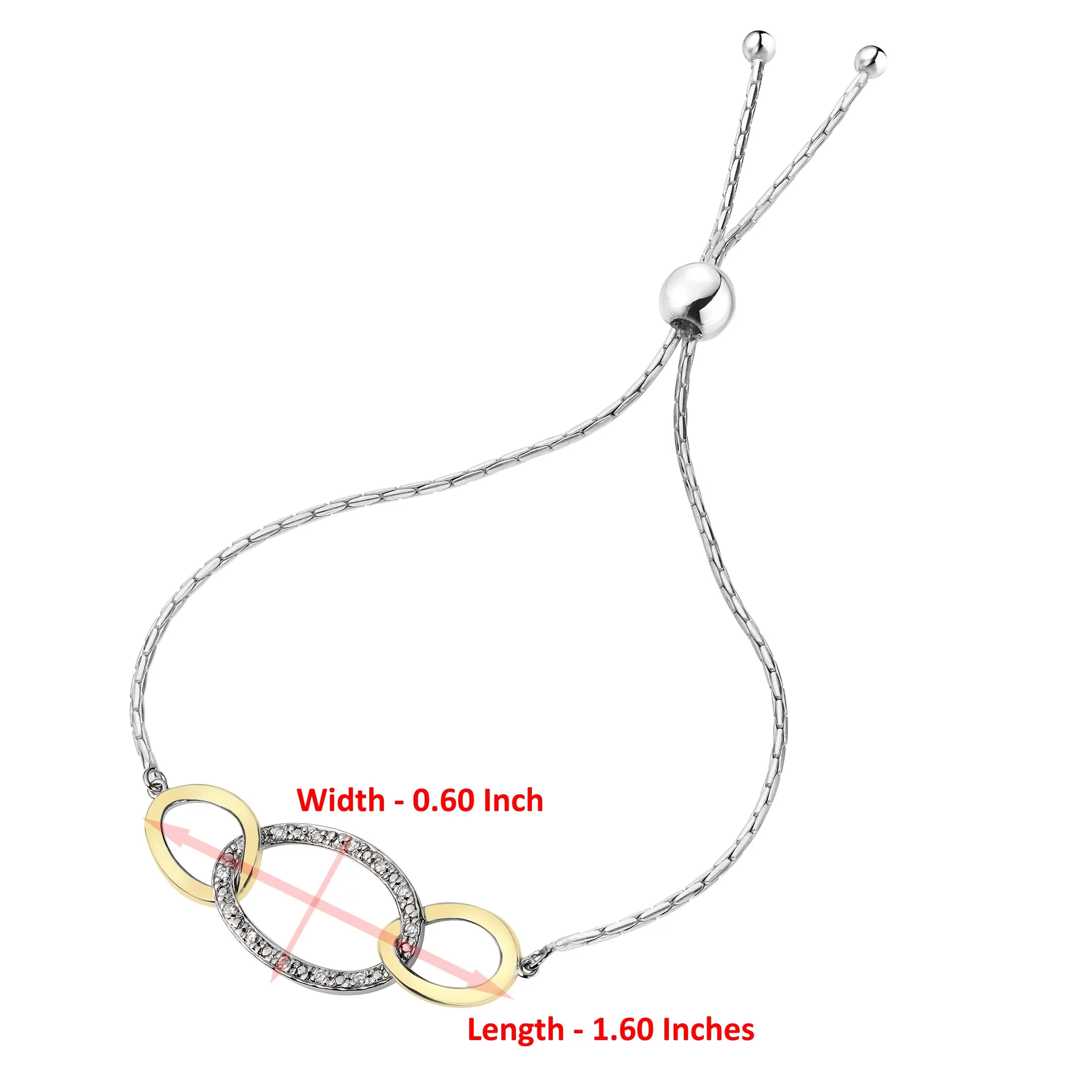 1/20 cttw Diamond Bolo Bracelet in .925 Sterling Silver