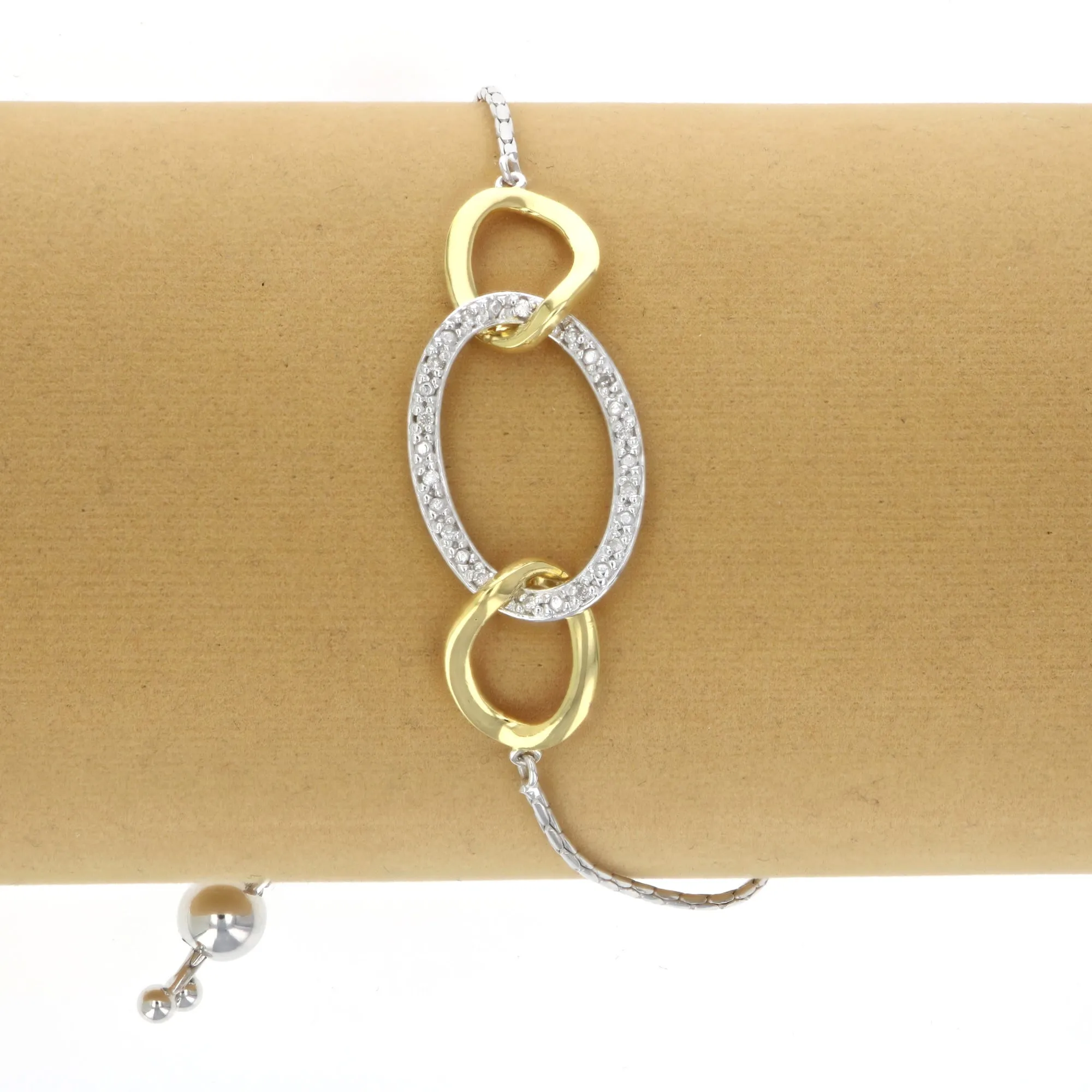 1/20 cttw Diamond Bolo Bracelet in .925 Sterling Silver