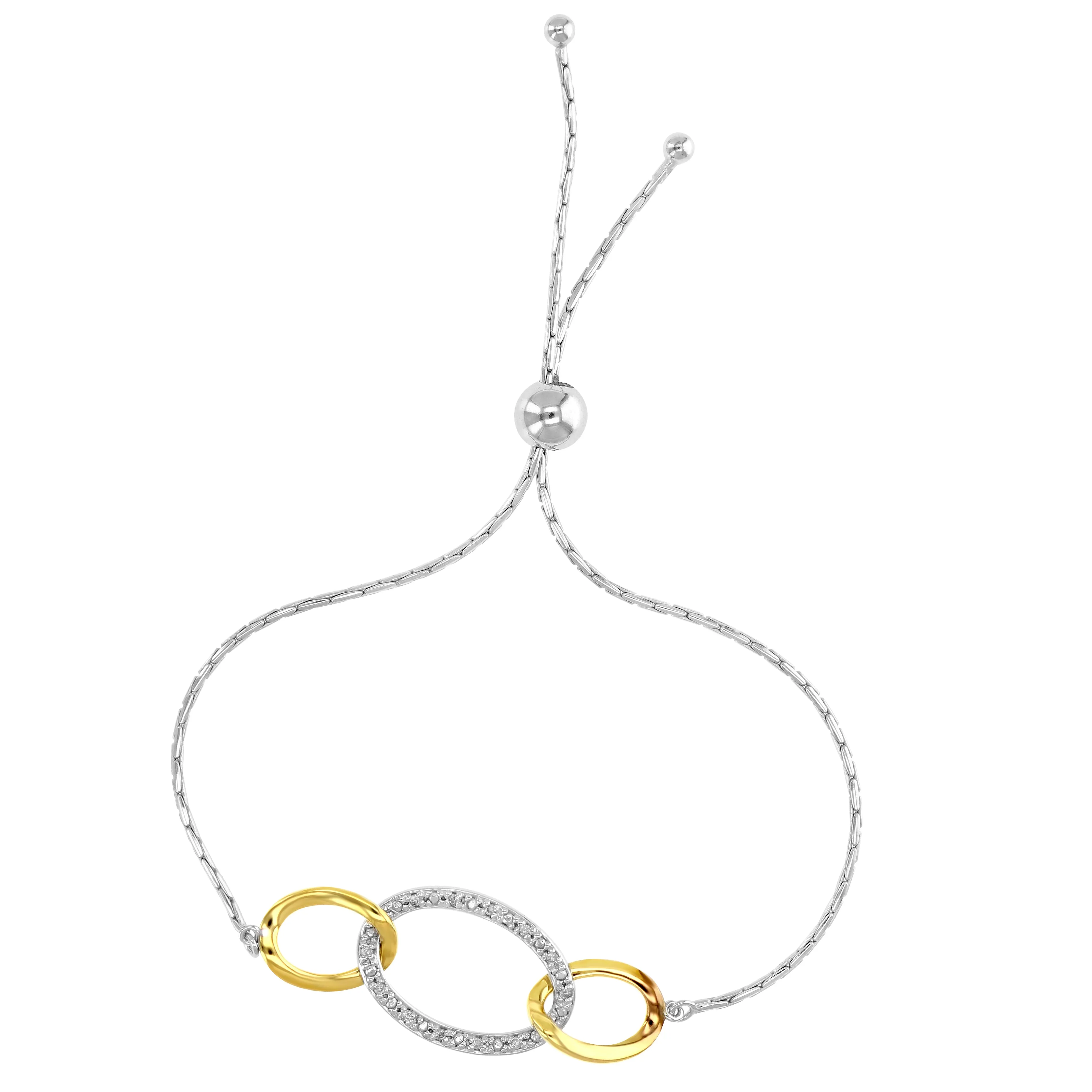 1/20 cttw Diamond Bolo Bracelet in .925 Sterling Silver