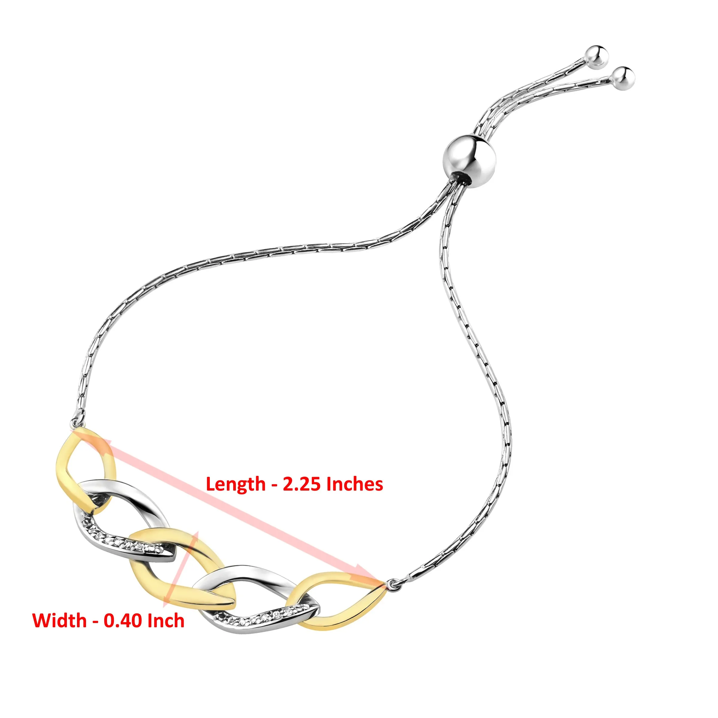 1/20 cttw Diamond Bolo Bracelet in .925 Sterling Silver