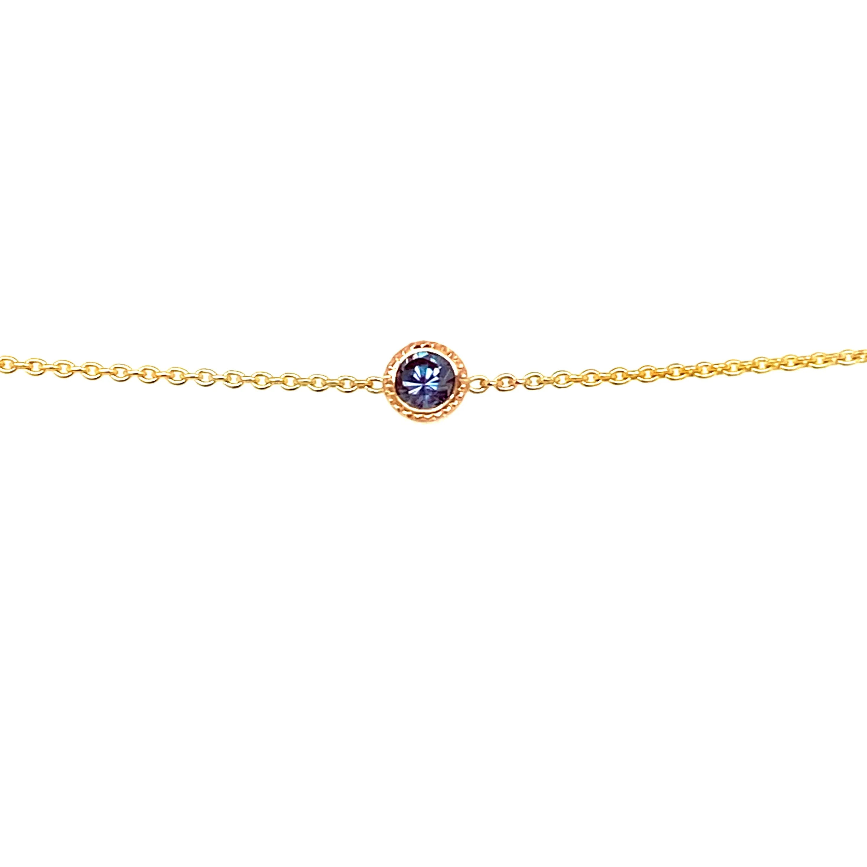 14K Gold Alexandrite Bezel Bracelet