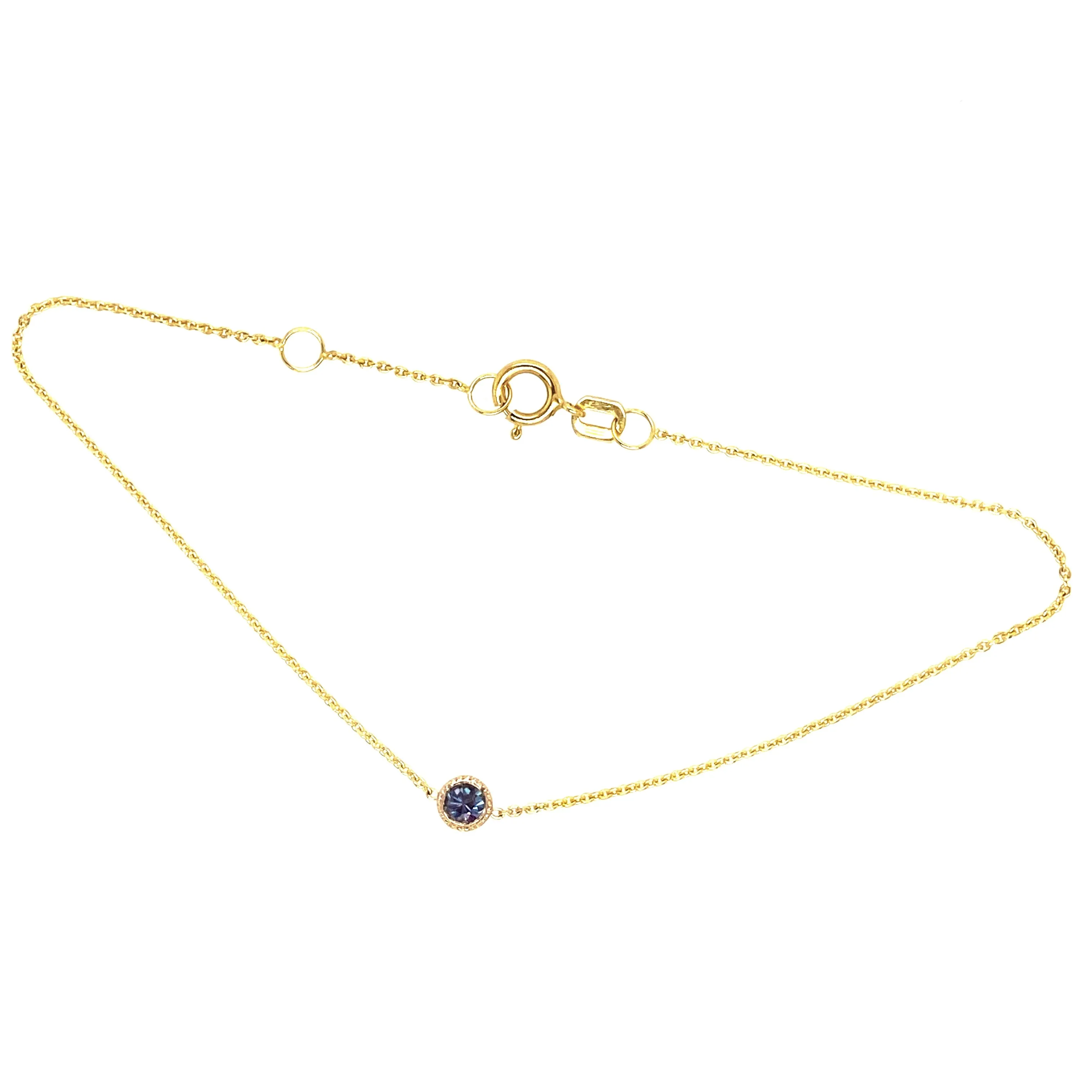 14K Gold Alexandrite Bezel Bracelet