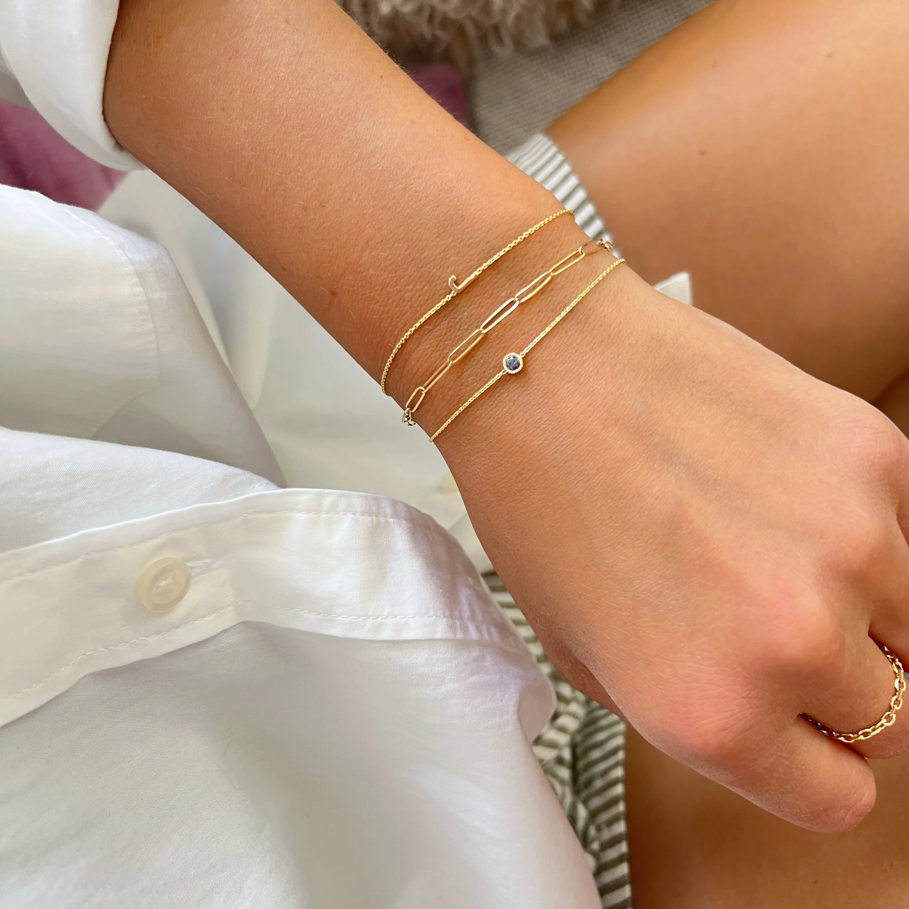 14K Gold Alexandrite Bezel Bracelet