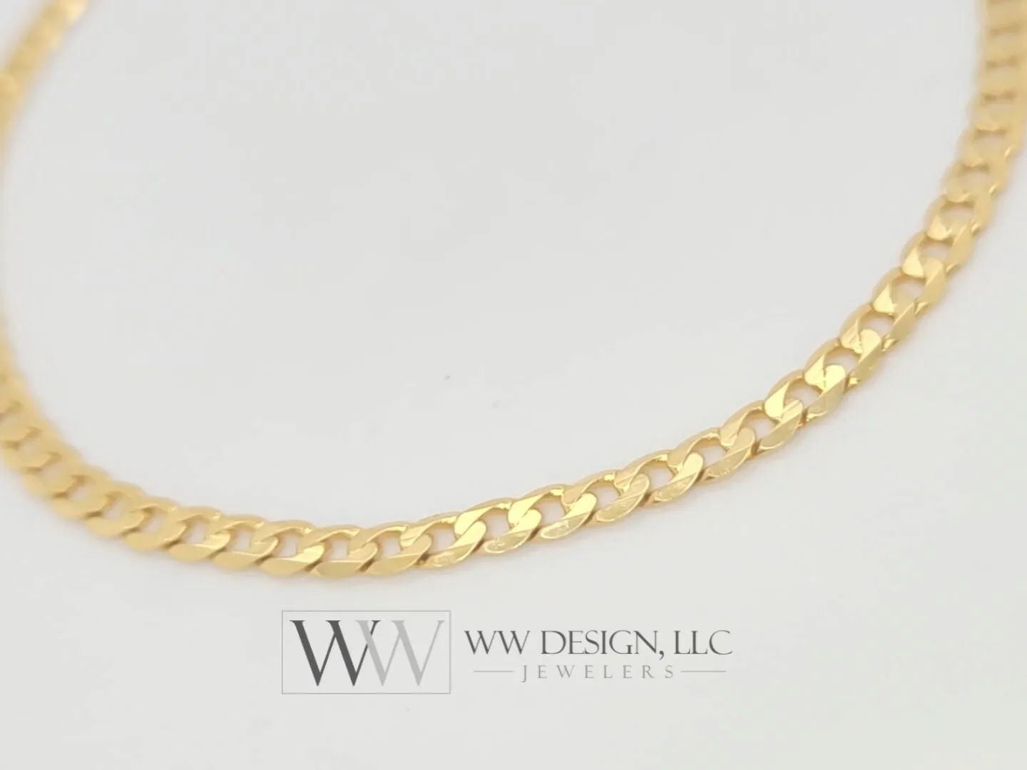 14k Gold Curb Cuban Bracelet FLAT 3mm 14k Solid Yellow Gold Jewelry Gift 7 inches Very Shiny High Polish Bridesmaids Gift Christmas Present