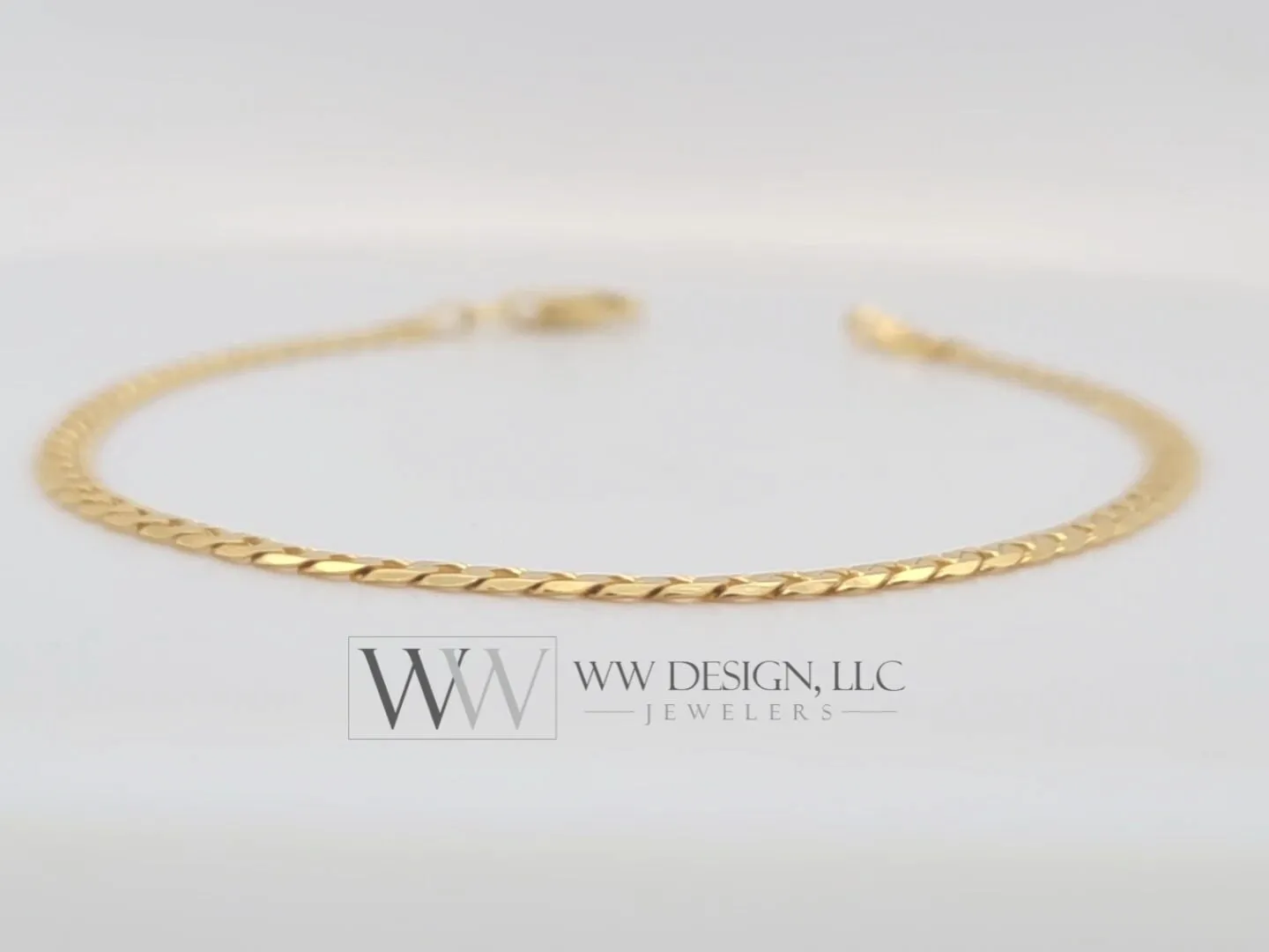 14k Gold Curb Cuban Bracelet FLAT 3mm 14k Solid Yellow Gold Jewelry Gift 7 inches Very Shiny High Polish Bridesmaids Gift Christmas Present