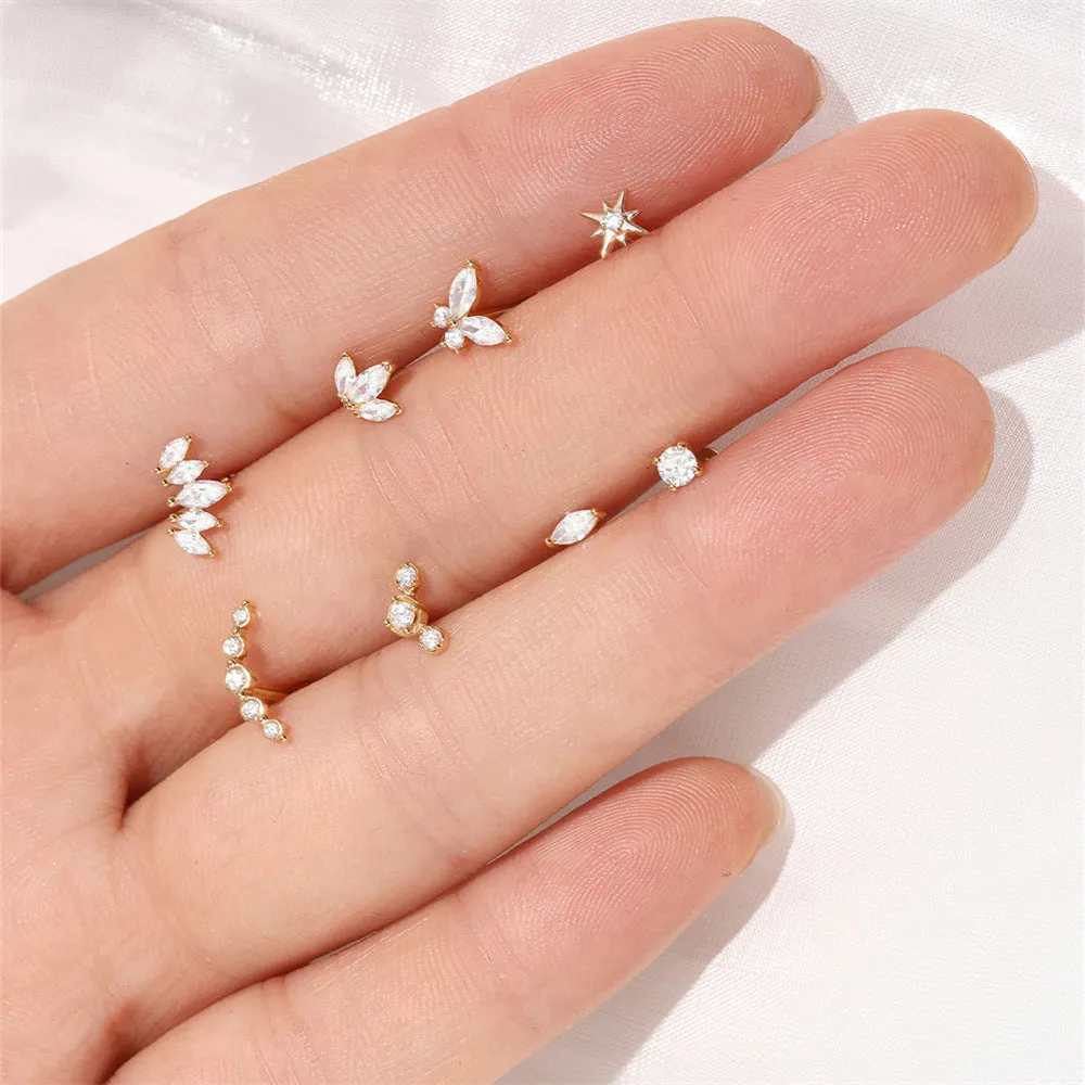 14k GOLD Shining Star Gold Flat Back Earrings