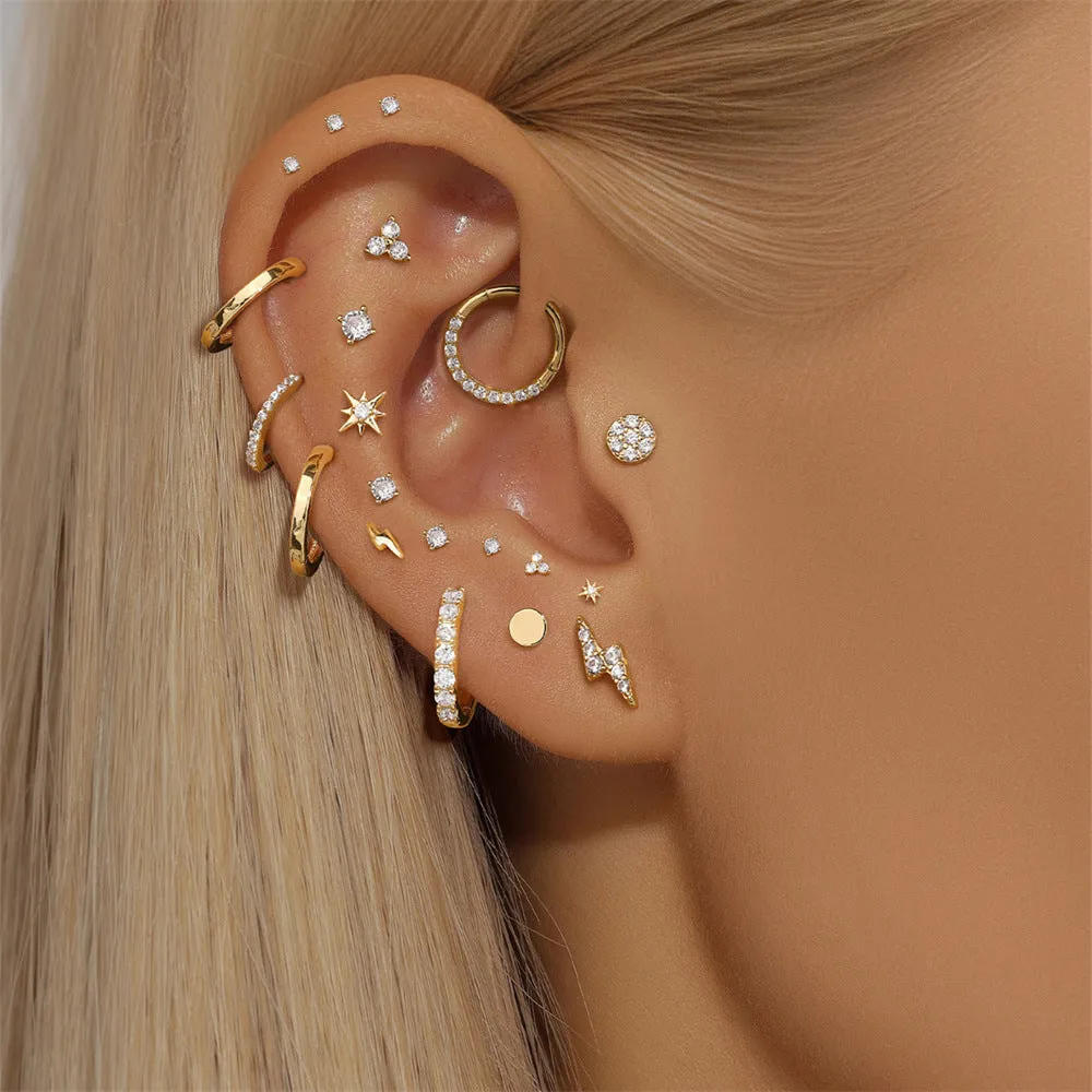 14k GOLD Shining Star Gold Flat Back Earrings