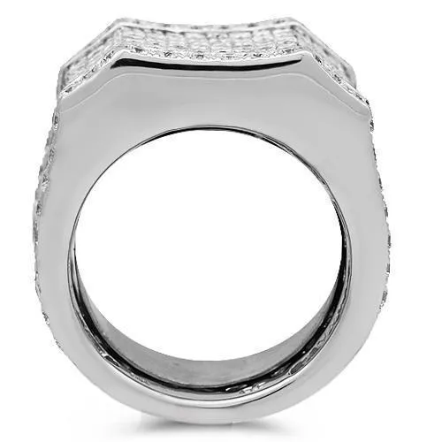 14K Solid White Gold Mens Diamond Ring 11.50 Ctw