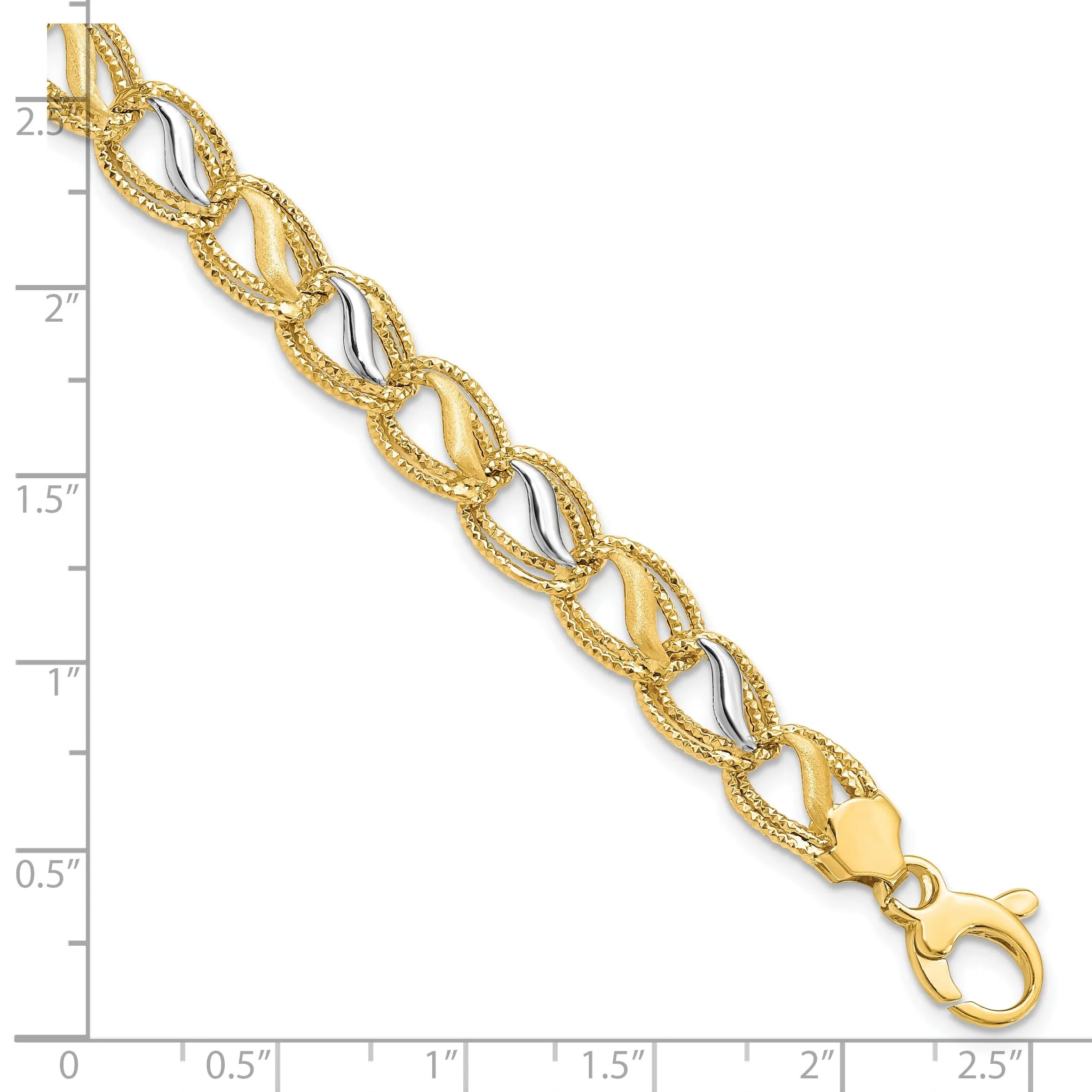 14k Two Tone Gold Brushed Textured Bracelet
