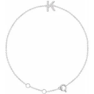 14K White .05 CTW Diamond Initial K 6-7" Bracelet