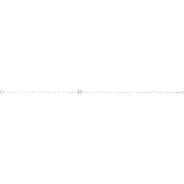 14K White .05 CTW Diamond Initial K 6-7" Bracelet