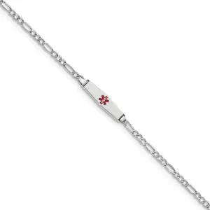 14K White Gold Figaro Childrens ID Bracelet