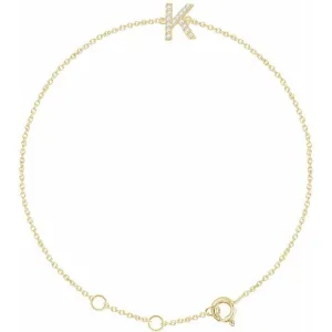 14K Yellow .05 CTW Diamond Initial K 6-7" Bracelet