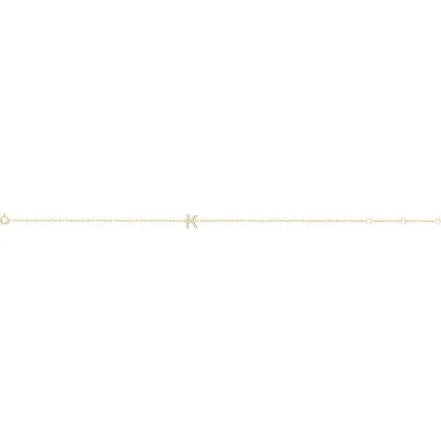 14K Yellow .05 CTW Diamond Initial K 6-7" Bracelet