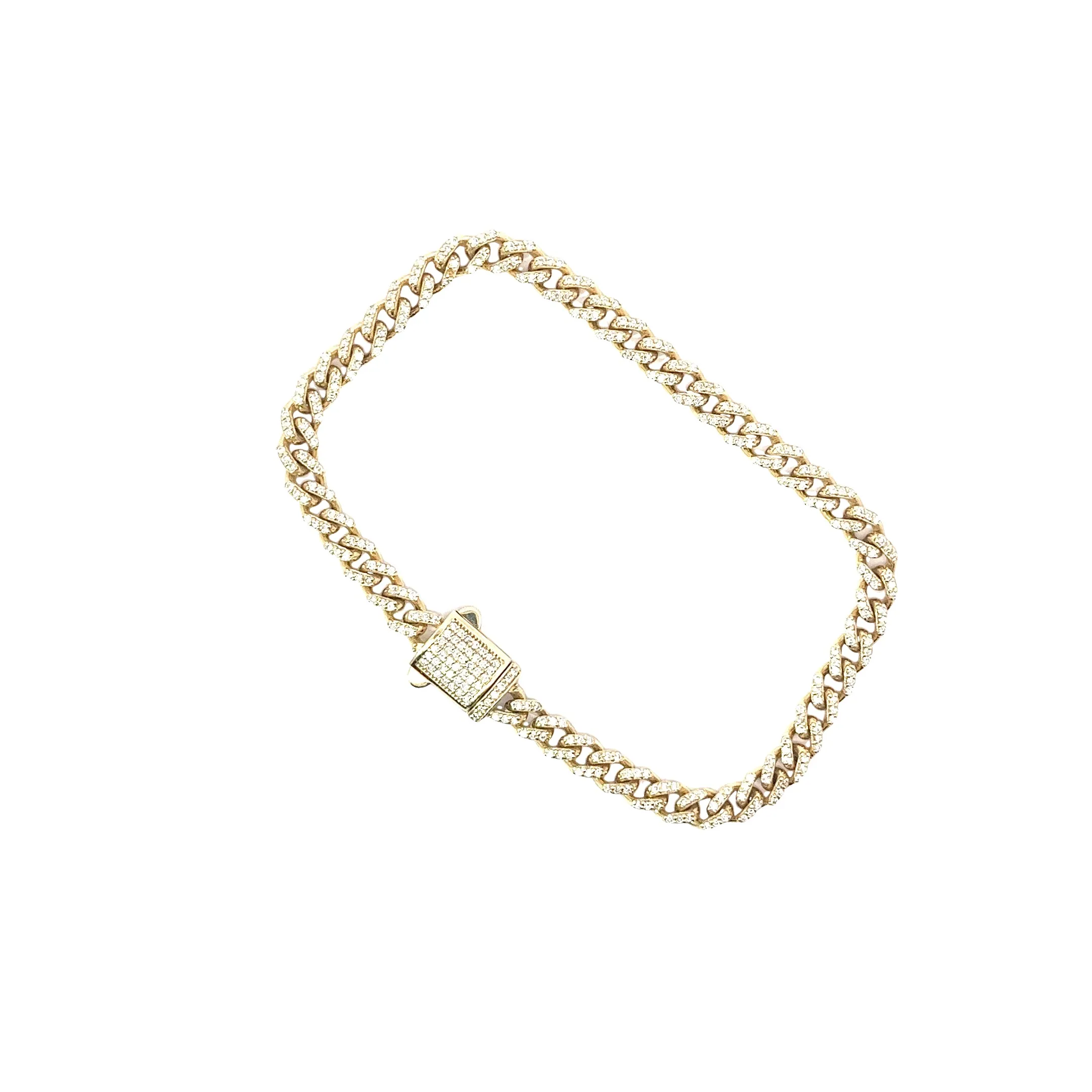 14k yellow gold 2.00ct G Vs2 Round  Diamond Cuban Link Bracelet