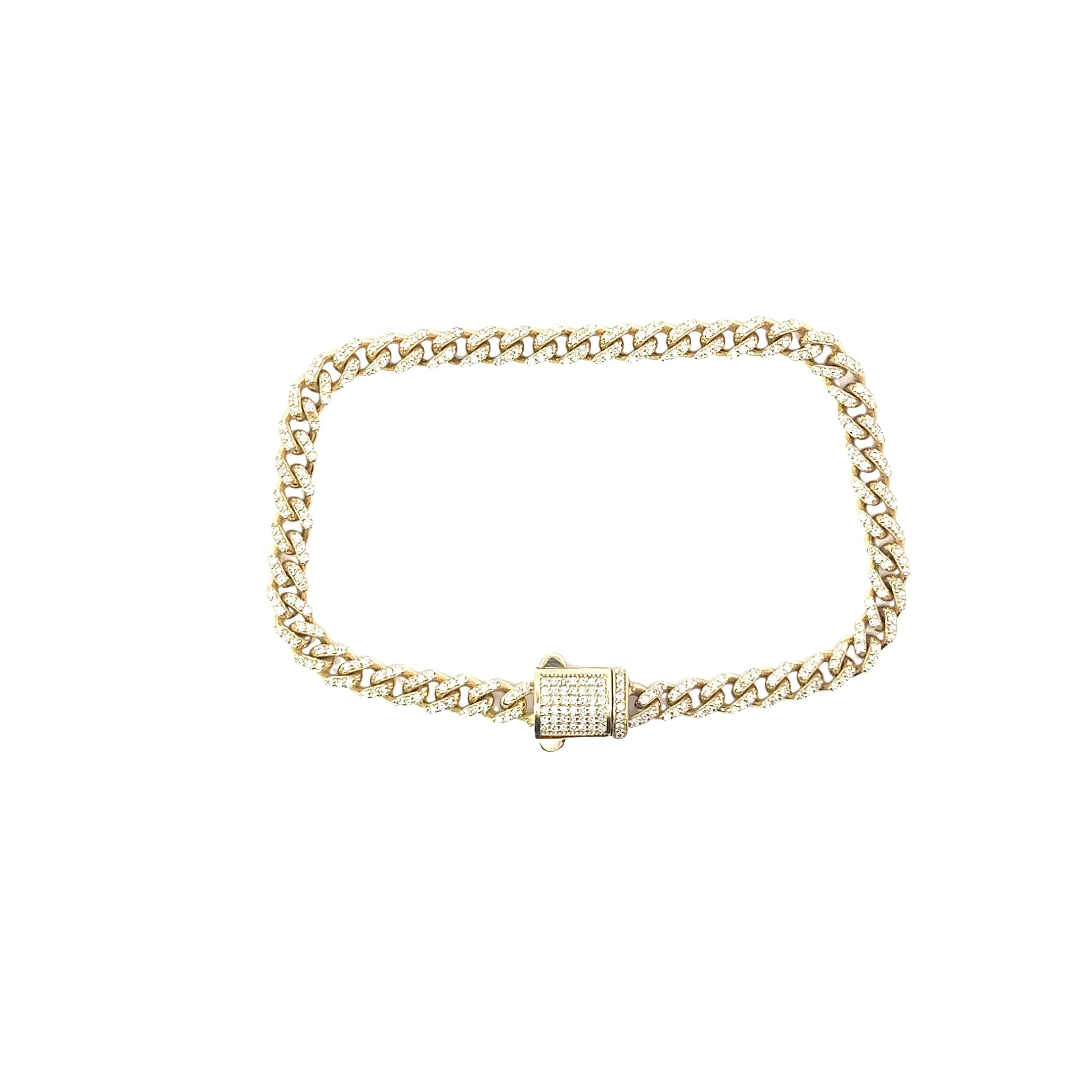 14k yellow gold 2.00ct G Vs2 Round  Diamond Cuban Link Bracelet