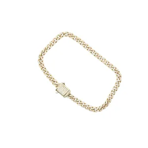 14k yellow gold 2.00ct G Vs2 Round  Diamond Cuban Link Bracelet