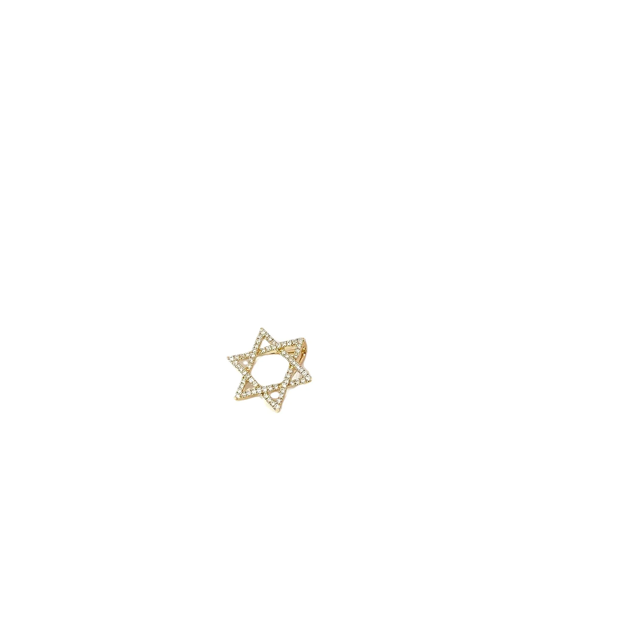 14k Yellow Gold .35ct G SI1 Round Diamond Star of David Pendant