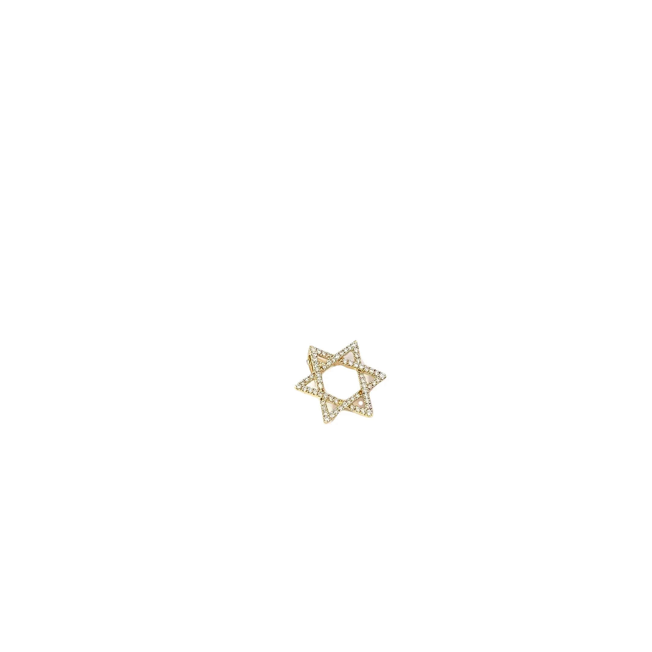 14k Yellow Gold .35ct G SI1 Round Diamond Star of David Pendant