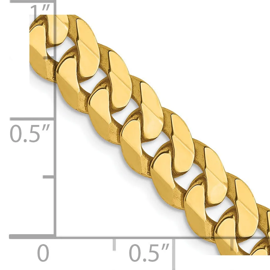 14k Yellow Gold 6.75mm Beveled Curb Bracelet