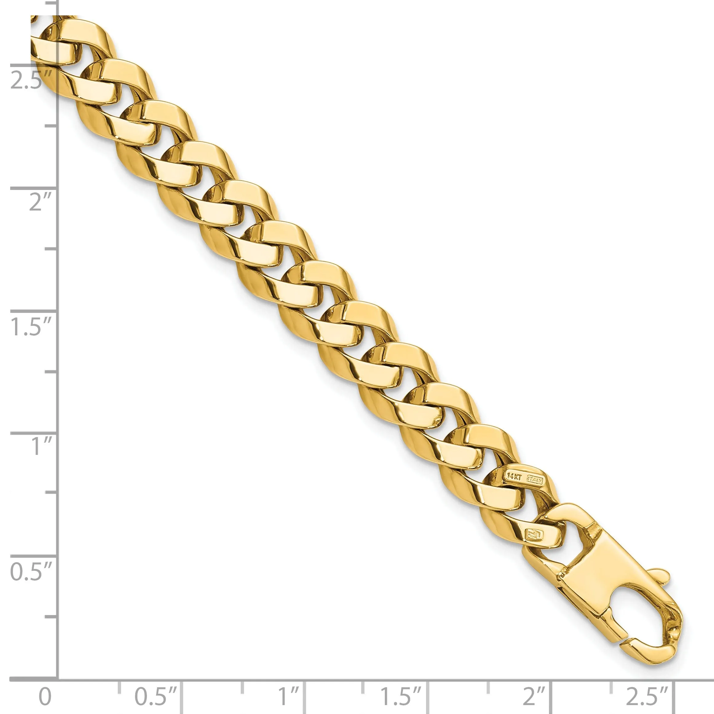 14k Yellow Gold 8.5mm Beveled Curb Bracelet