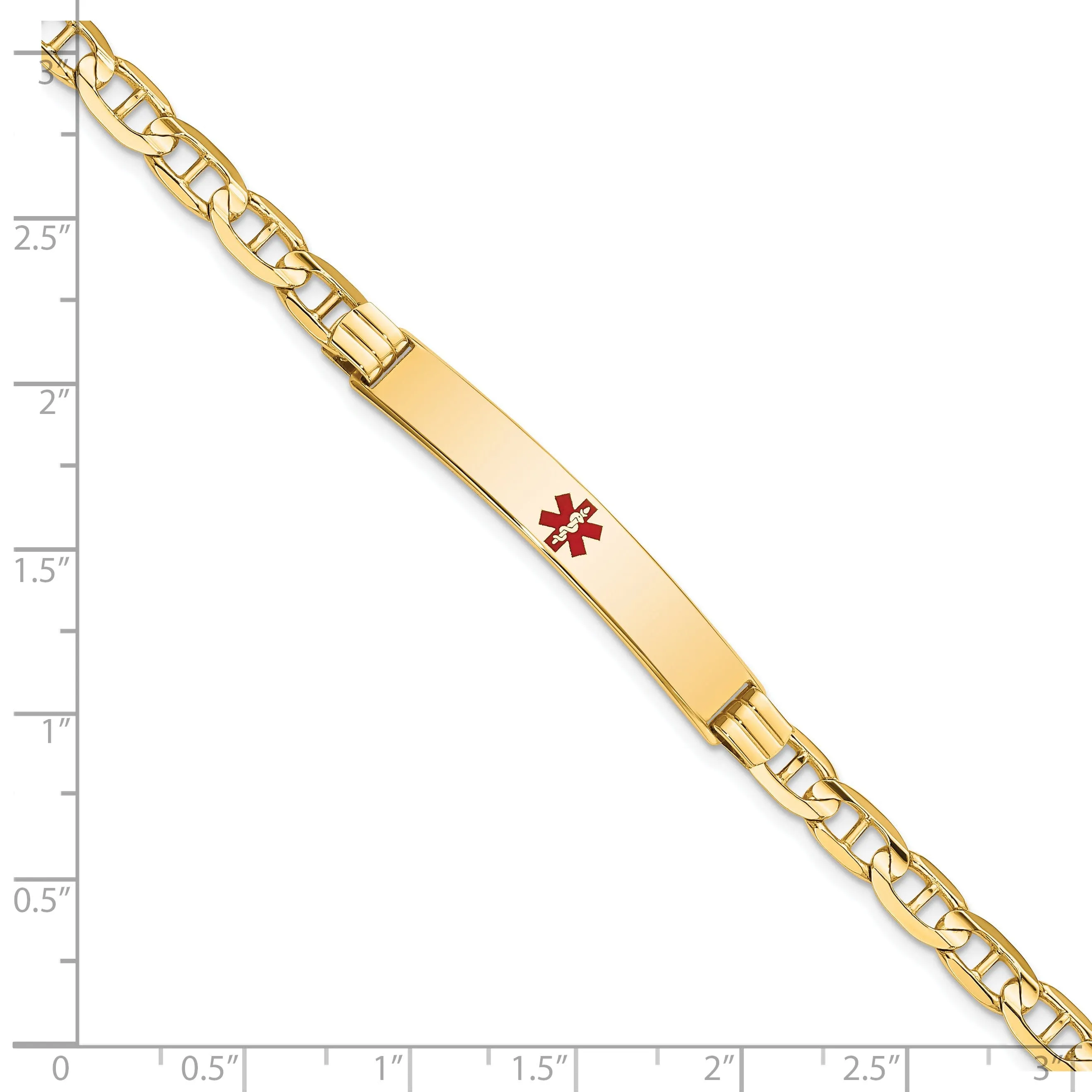 14K Yellow Gold Anchor Link Medical ID Bracelet