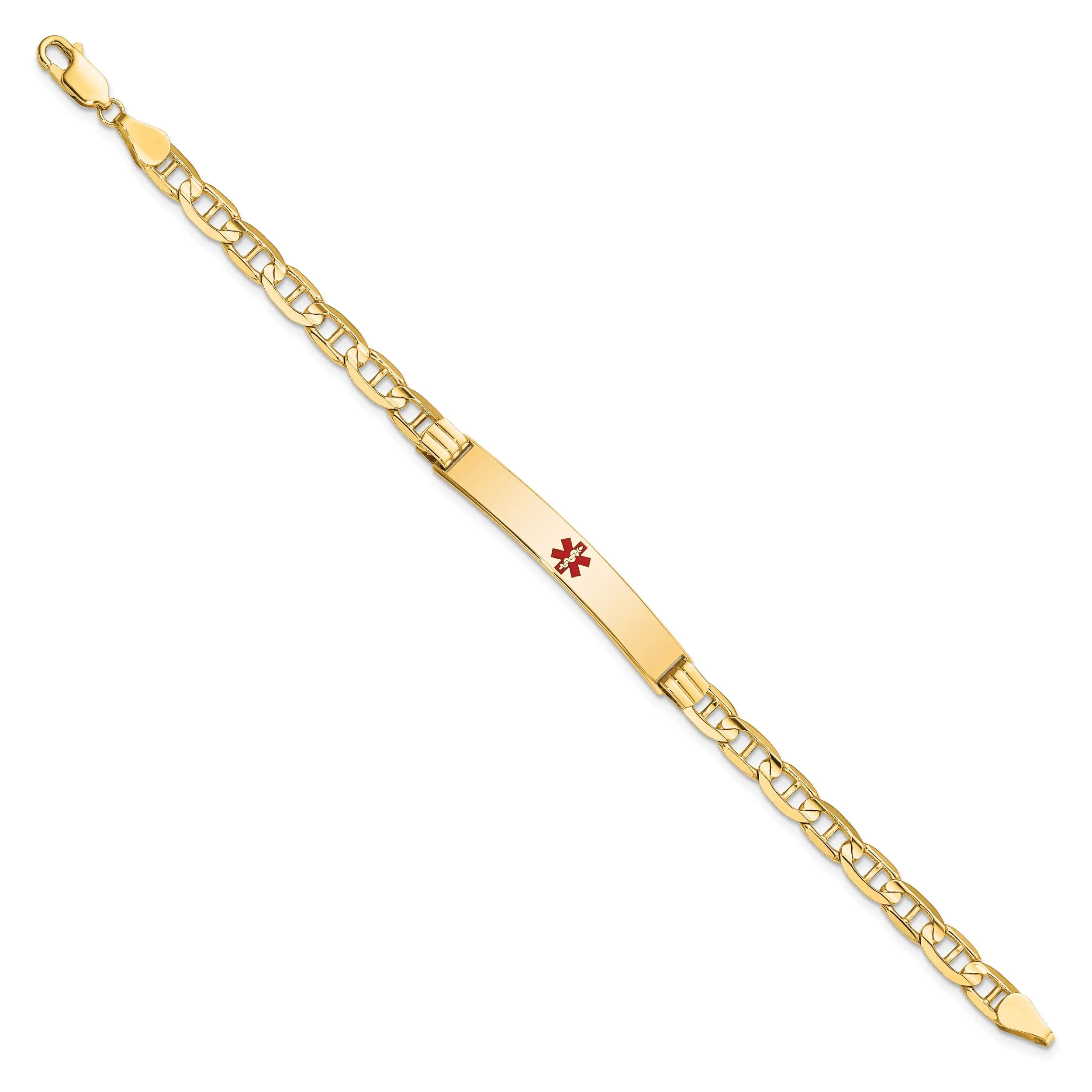 14K Yellow Gold Anchor Link Medical ID Bracelet