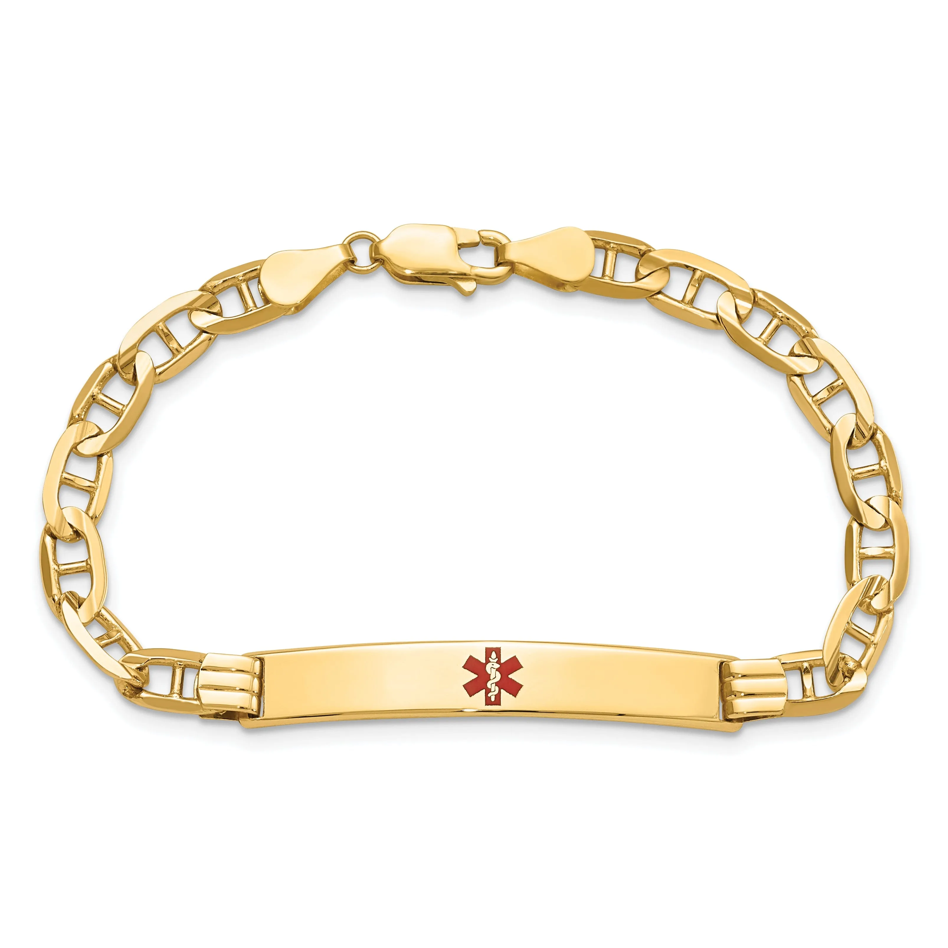 14K Yellow Gold Anchor Link Medical ID Bracelet
