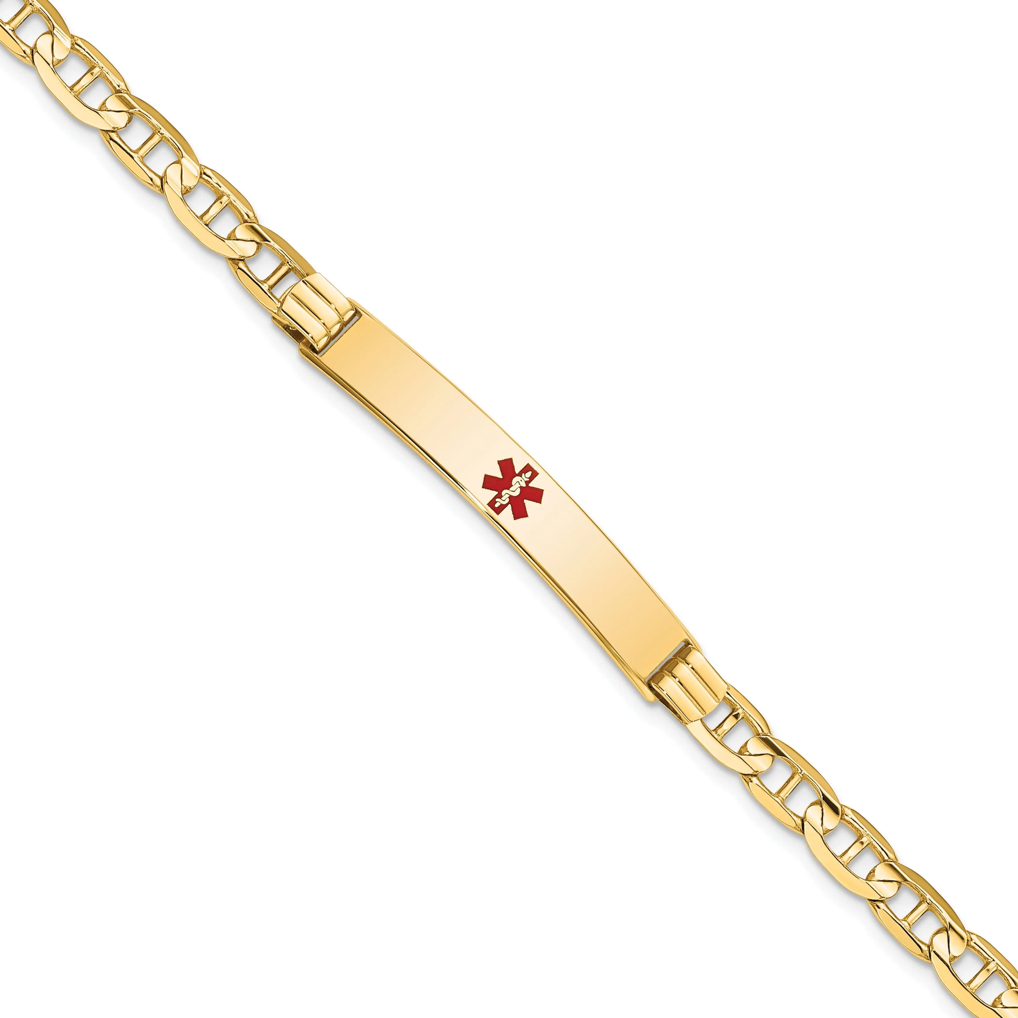 14K Yellow Gold Anchor Link Medical ID Bracelet