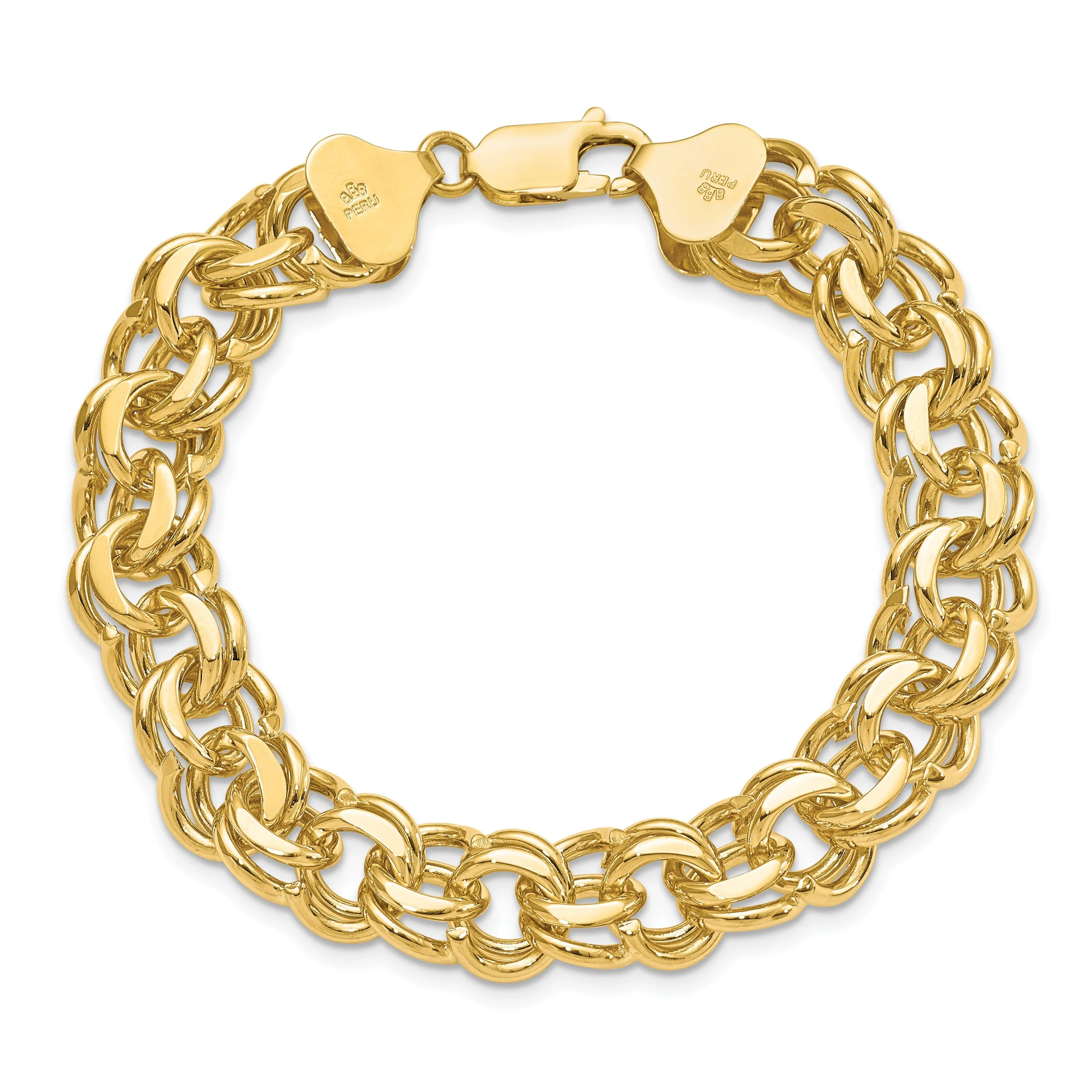 14k Yellow Gold Double Link Charm Bracelet