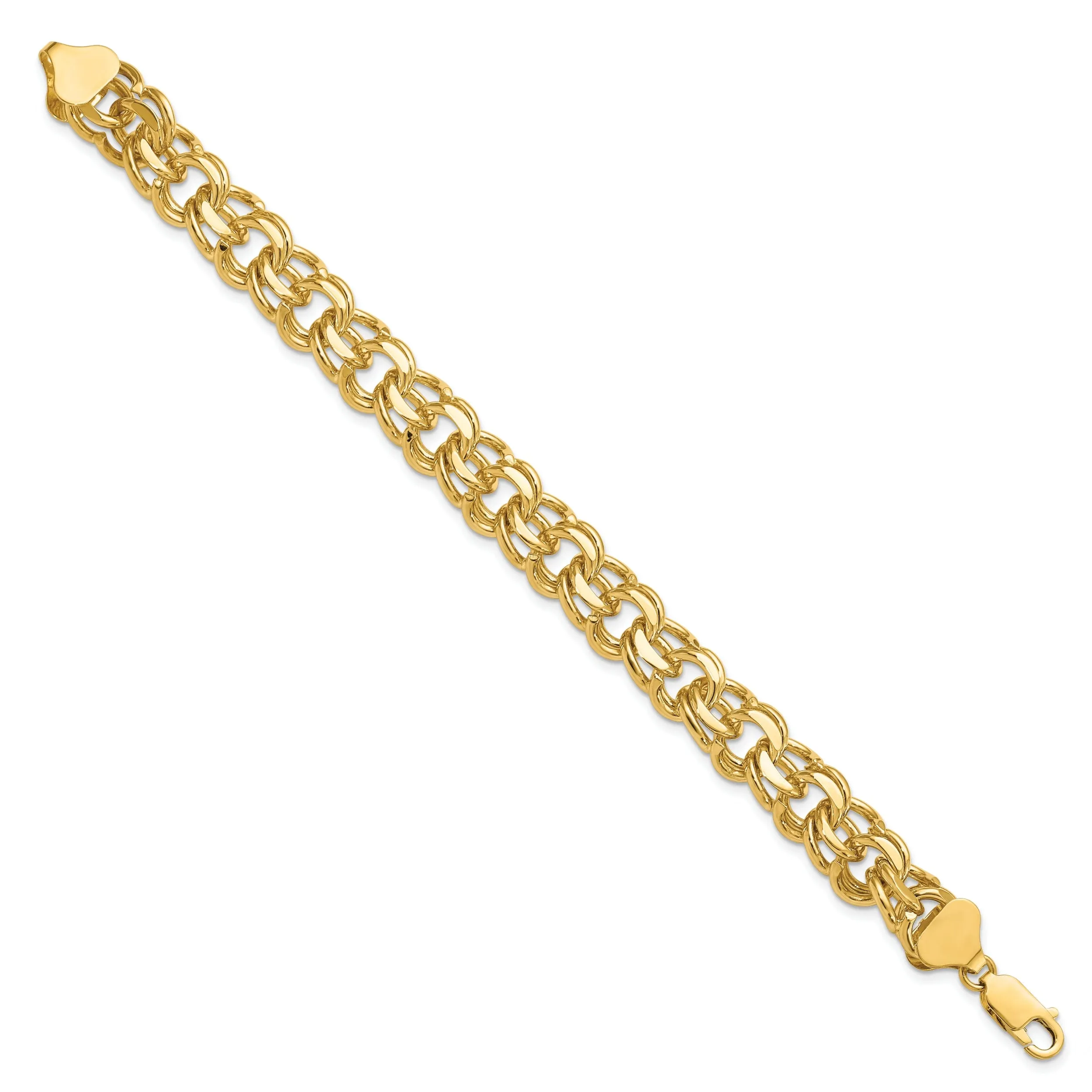 14k Yellow Gold Double Link Charm Bracelet