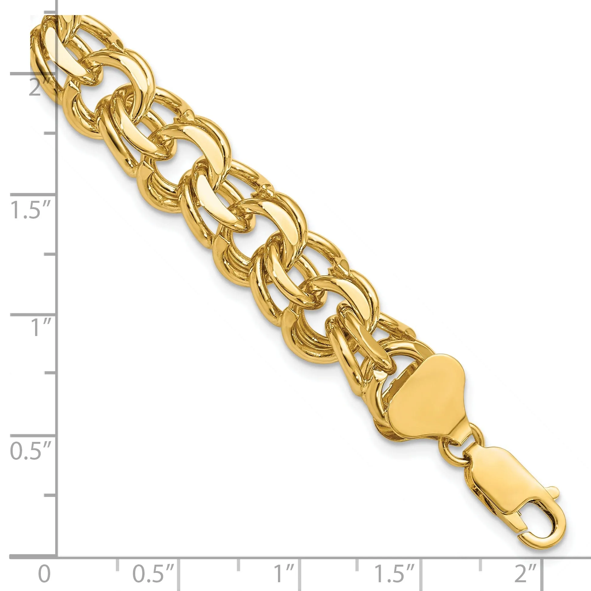14k Yellow Gold Double Link Charm Bracelet